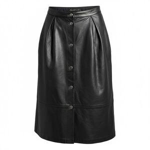 ELIZABETH and JAMES Lamb Leather Snap Full Skirt Black Size Small